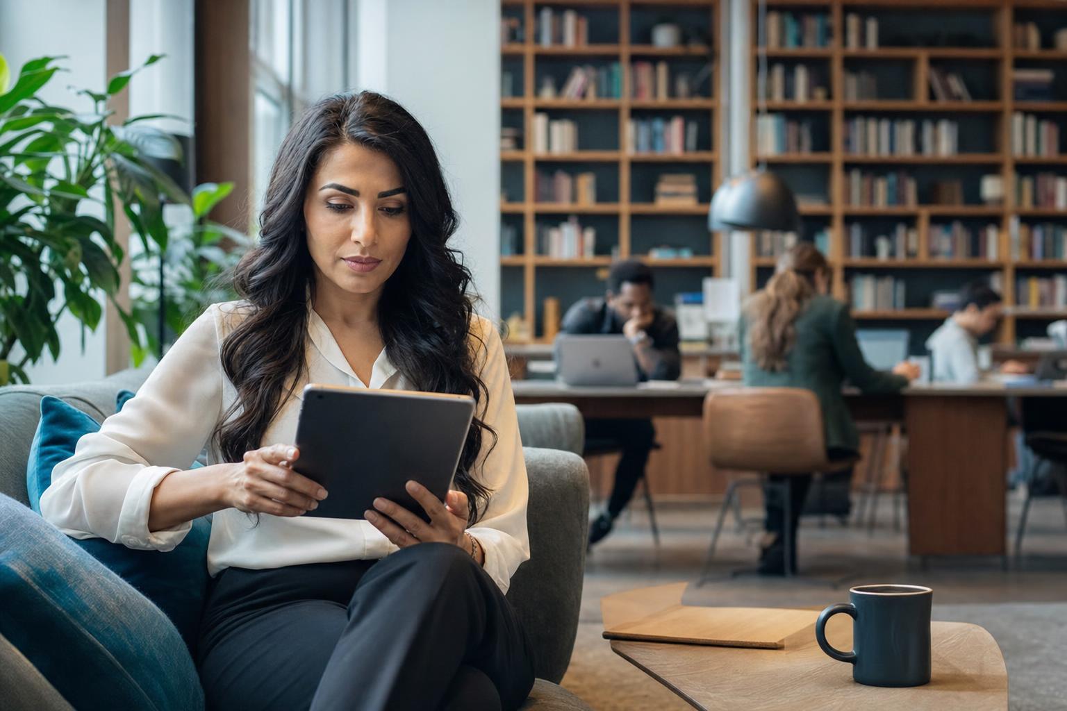 A professional reading career guidance on a tablet